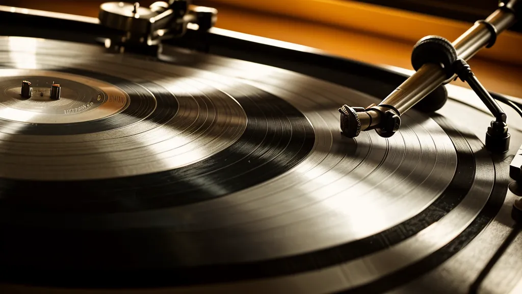 Gros plan d'un vieux disque vinyle craquelé prêt à être samplé pour un beat afro-groove