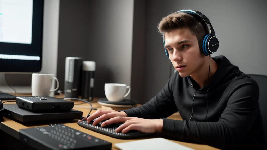 Coin home studio minimaliste avec clavier MIDI et casque, matériel pas cher pour débuter en production musicale maison