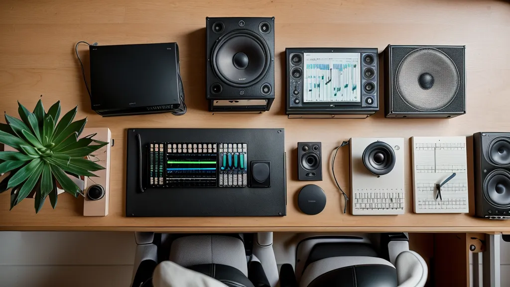 Espace de travail organisé pour la production musicale à domicile