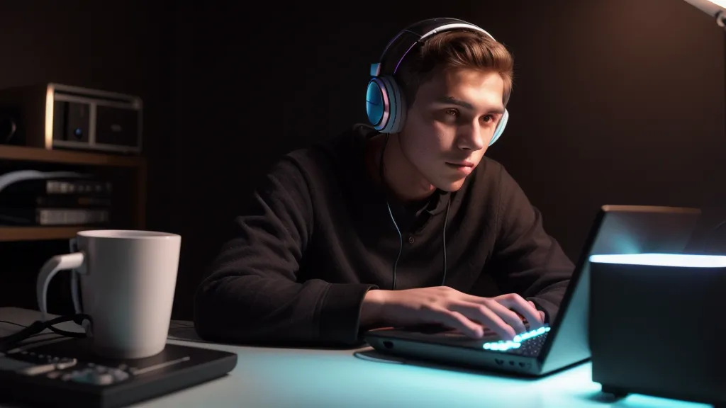 Casque filaire et contrôleur MIDI posés sur un bureau, setup typique d'un débutant en beatmaking